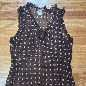 Polka Dot Sheer Brown Top
